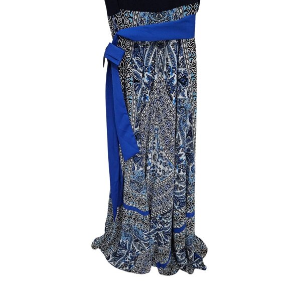 Eliza J Blue Geometric One Shoulder Maxi Dress Size 14 NWT - Picture 2 of 11